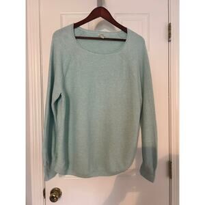 L.L.Bean Women’s XL Petite Waffle Knit Sweater Aqua Crewneck Cotton Pullover